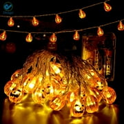 Deago Pumpkin Lights Halloween String light 15ft 30 LEDs Halloween lights Decorations 2 Lighting Modes Battery-Powered DIY 3D Jack-O-Lantern Orange Pumpkin Lights for Party Patio Indoor Outdoor